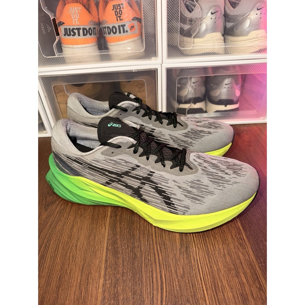Size 13 - Asics Novablast 3 Sheet Rock Lime 1011B458-021 Gray Sneaker Mens